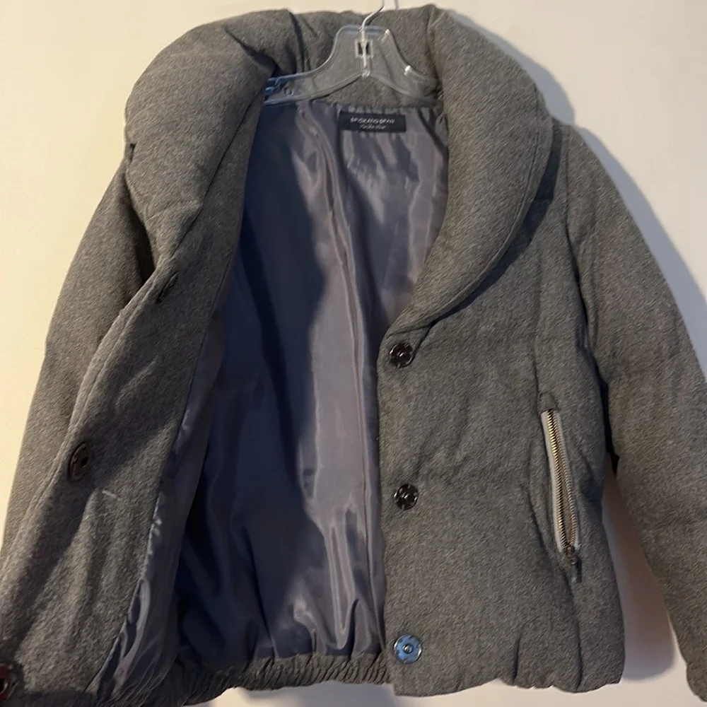 SPICK and SPAN Grey Down Filked wool puffer crop jacket coat women size 36